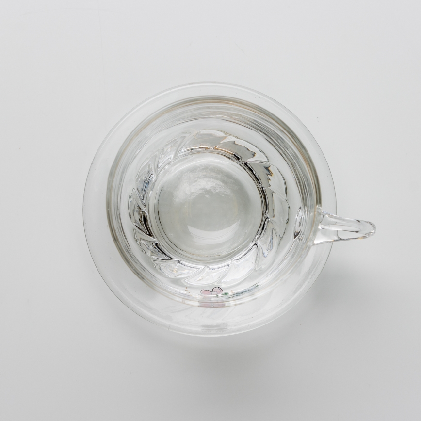 Sæt 6x glaskop med underkop transparent buket nr. 5
