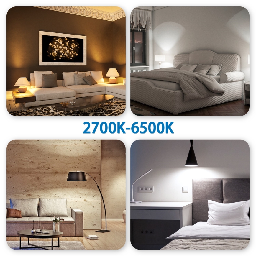 Sæt med 6 dæmpbare LED RGBW GU10/6,5W/230V 2700-6500K Wi-Fi - Aigostar