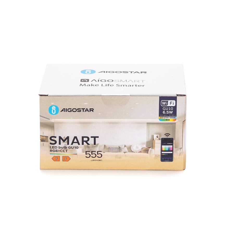 Sæt med 6 dæmpbare LED RGBW GU10/6,5W/230V 2700-6500K Wi-Fi - Aigostar