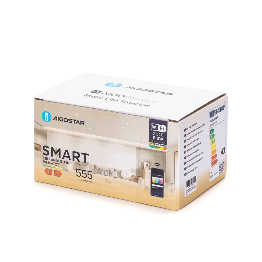 Sæt med 6 dæmpbare LED RGBW GU10/6,5W/230V 2700-6500K Wi-Fi - Aigostar