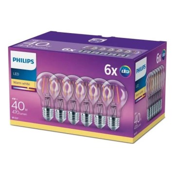 SÆT 6x LED-pære VINTAGE Philips E27/4W/230V 2700K