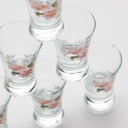 Sæt 6x likørglas med buketmotiv no. 2