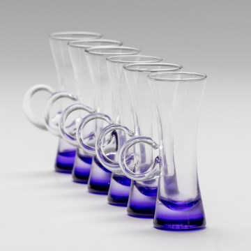 Sæt 6x likørglas med håndtag lilla
