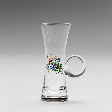 Sæt 6x likørglas med håndtag transparent med buketmotiv no. 2