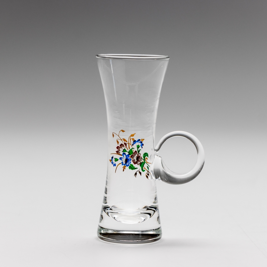 Sæt 6x likørglas med håndtag transparent med buketmotiv no. 2