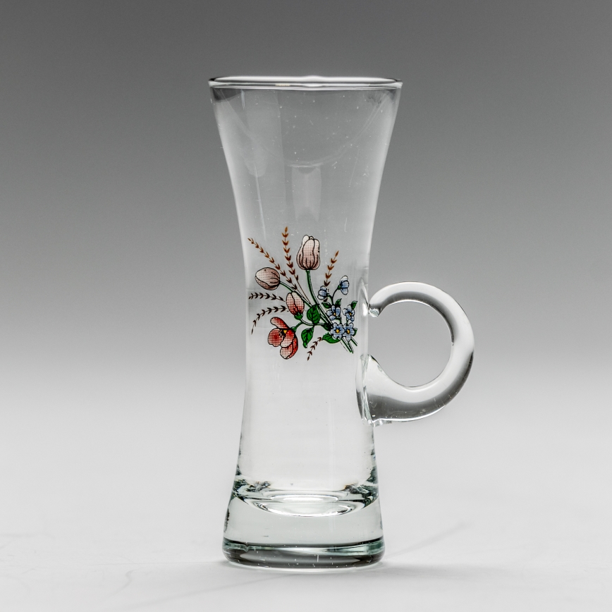 Sæt 6x likørglas med håndtag transparent med buketmotiv no. 3
