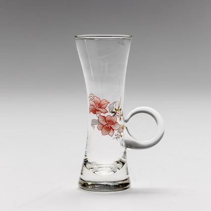 Sæt 6x likørglas med håndtag transparent med buketmotiv no. 4