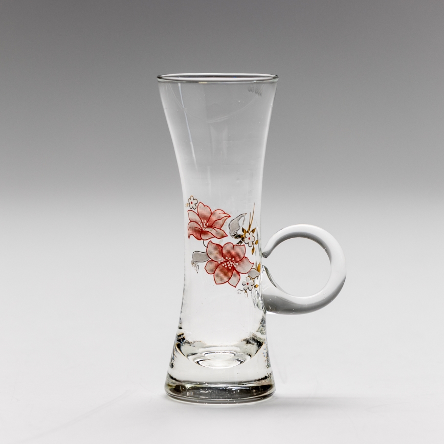 Sæt 6x likørglas med håndtag transparent med buketmotiv no. 4