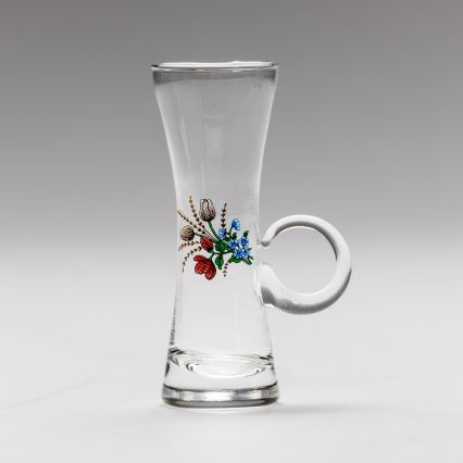 Sæt 6x likørglas med håndtag transparent med buketmotiv no. 5
