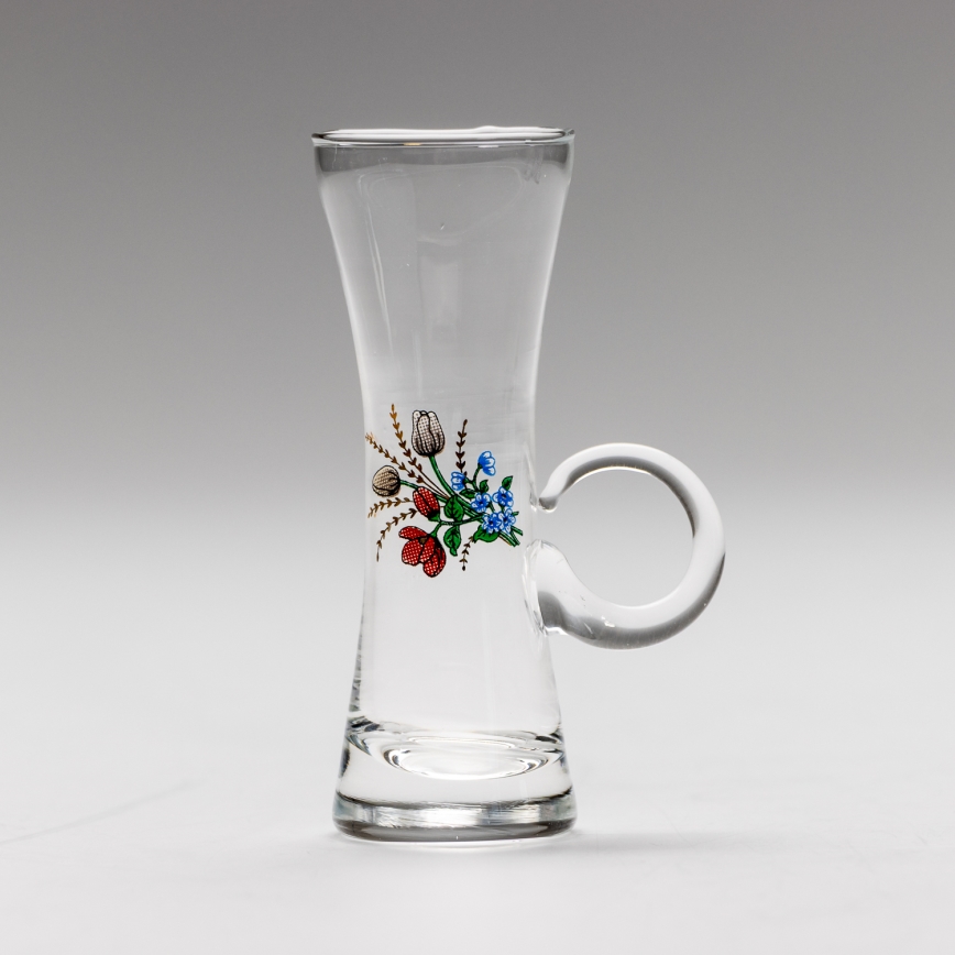 Sæt 6x likørglas med håndtag transparent med buketmotiv no. 5