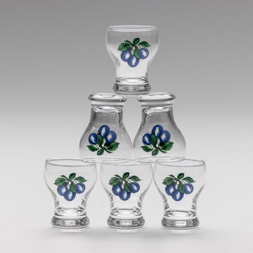 Sæt 6x likørglas transparent - blomme