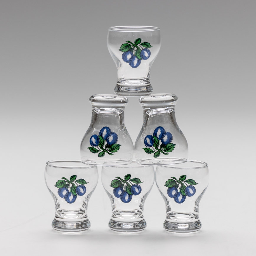 Sæt 6x likørglas transparent - blomme