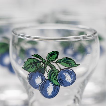 Sæt 6x likørglas transparent - blomme