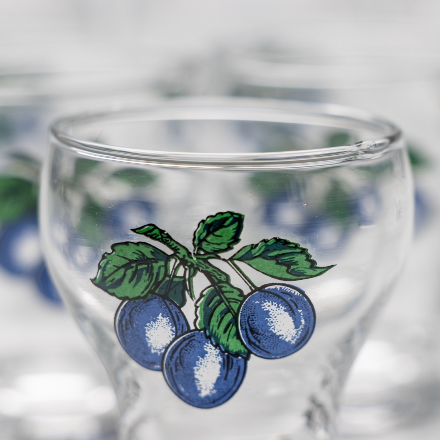 Sæt 6x likørglas transparent - blomme