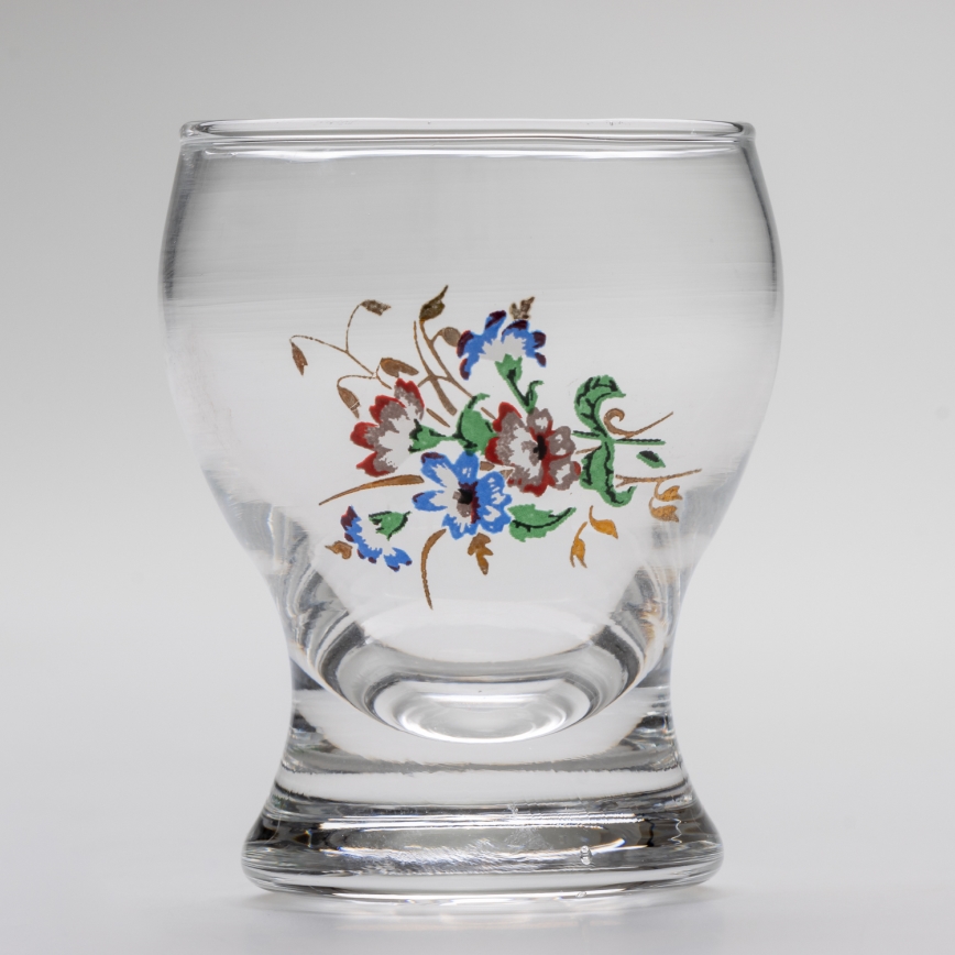Sæt 6x likørglas transparent - blomstermønster no. 4
