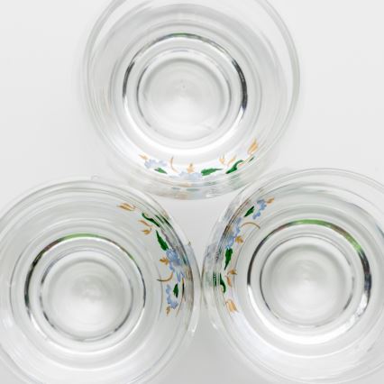Sæt 6x likørglas transparent - blomstermønster no. 4