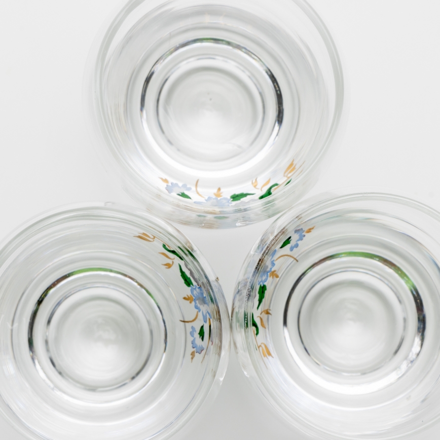 Sæt 6x likørglas transparent - blomstermønster no. 4