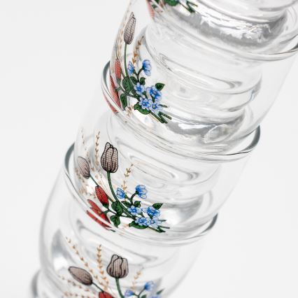 Sæt 6x likørglas transparent - blomstermønster no. 6