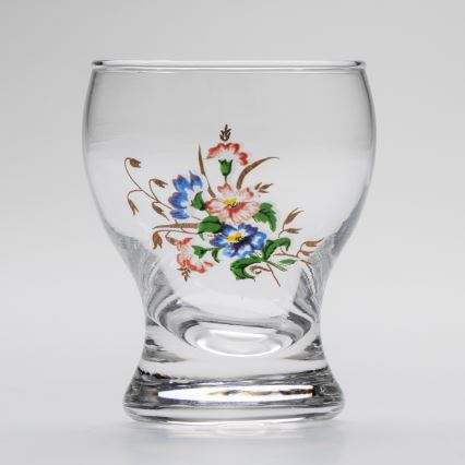 Sæt 6x likørglas transparent - blomstermønster nr. 3