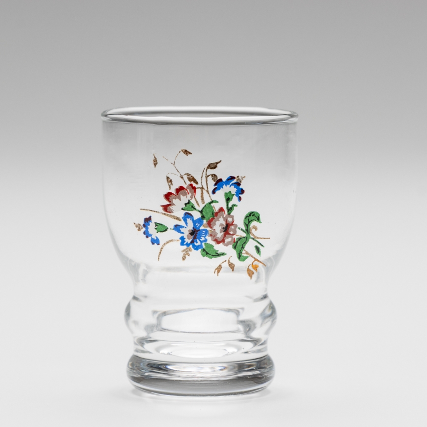 Sæt 6x likørglas transparent - blomstermønster nr. 5