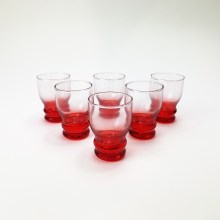 Sæt 6x likørglas transparent rød