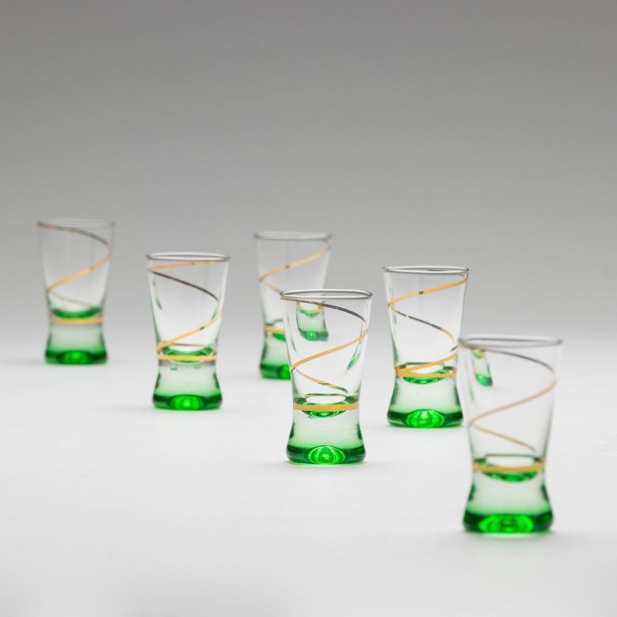 Sæt 6x shotglas 25 mm transparent grøn