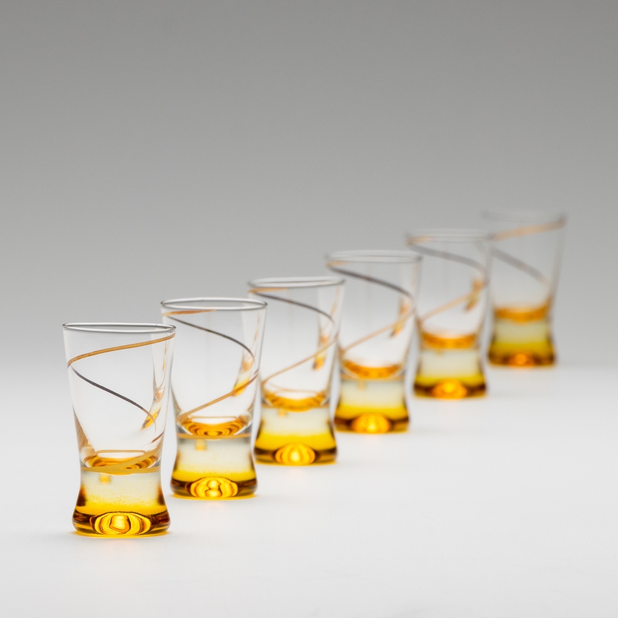 Sæt 6x shotglas 25 mm transparent gul