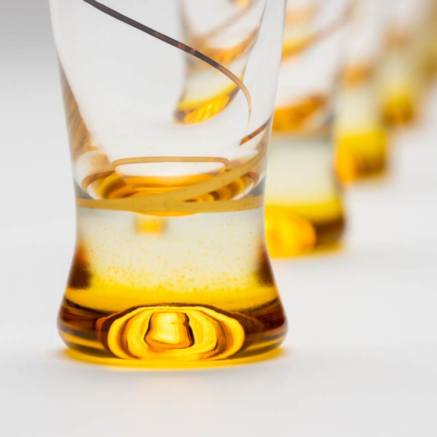 Sæt 6x shotglas 25 mm transparent gul