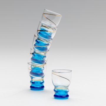 Sæt 6x shotglas transparent blå