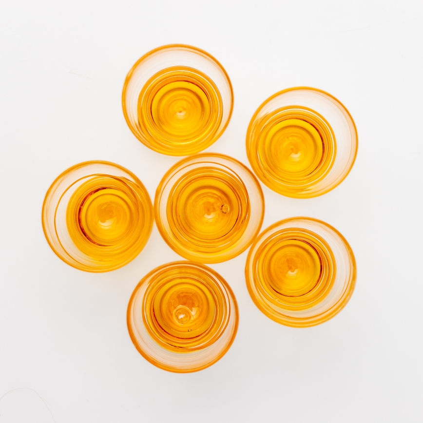 Sæt 6x shotglas transparent gul