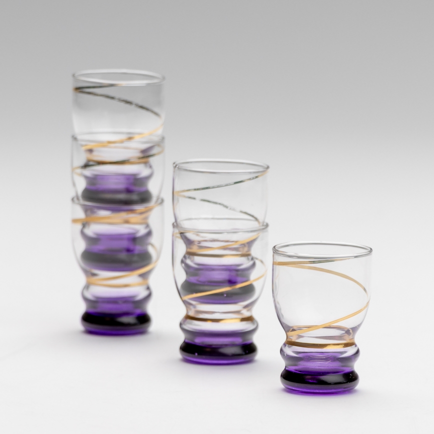 Sæt 6x shotglas transparent lilla