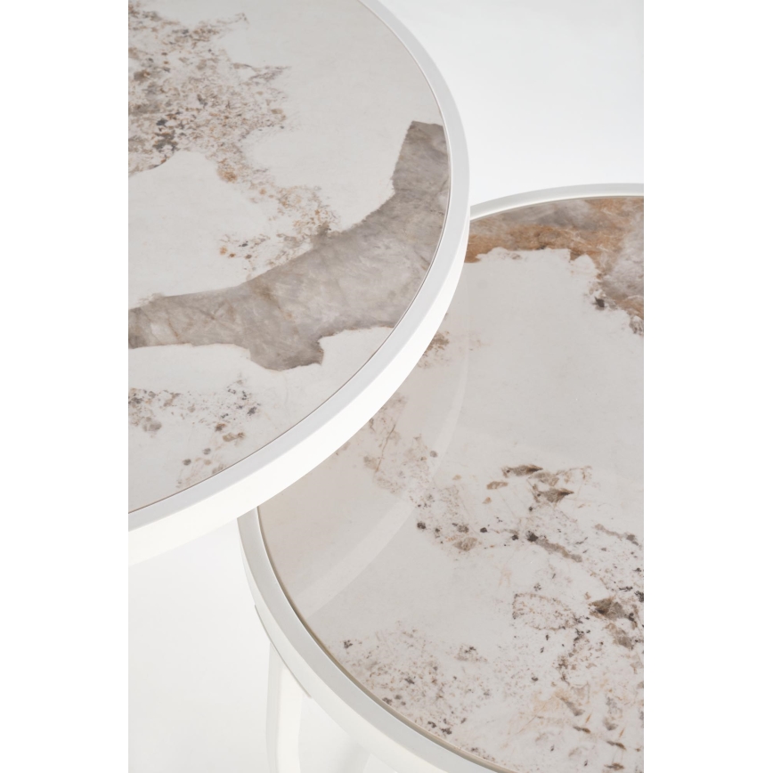 Sæt med 2 AURORO-sofaborde i beige/hvid