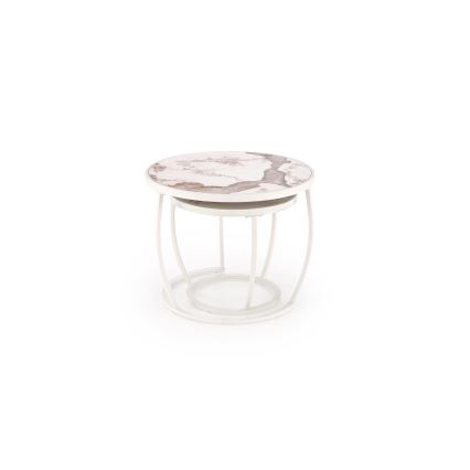 Sæt med 2 AURORO-sofaborde i beige/hvid