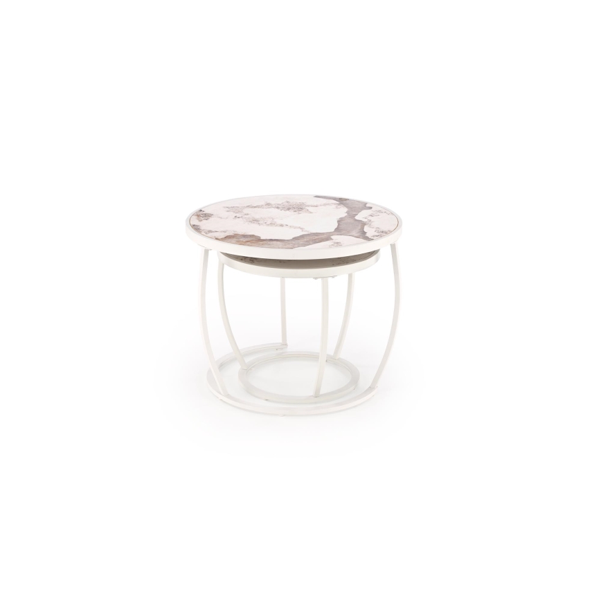 Sæt med 2 AURORO-sofaborde i beige/hvid