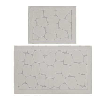 Sæt med 2 badeværelsesmåtter LINO 60 x 100 cm, cremefarvet