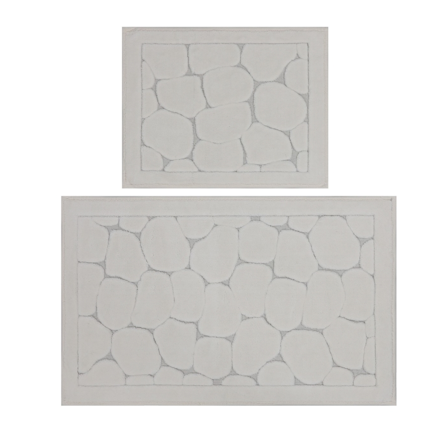 Sæt med 2 badeværelsesmåtter LINO 60 x 100 cm, cremefarvet