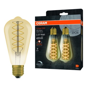 Sæt med 2 dæmpbare LED-filamentpærer E27/4,8W/230V 2200K - Osram