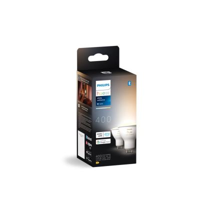 Sæt med 2 dæmpbare LED-pærer Philips Hue WHITE AMBIANCE GU10/4,2W/230V 2200-6500K + dimmer
