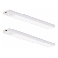 Sæt med 2 genopladelige LED-møbelbelysninger med bevægelses- og skumringssensor VIRO LED/1,2W/3,7V 800 mAh 3000/4000/6500K 30 cm hvid