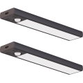 Sæt med 2 genopladelige LED-møbelbelysninger med bevægelses- og skumringssensor VIRO LED/1W/3,7V 800 mAh 3000/4000/6500K 20 cm sort