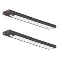 Sæt med 2 genopladelige LED-møbellygter med bevægelses- og skumringssensor VIRO LED/1,2W/3,7V 800 mAh 3000/4000/6500K 30 cm sort