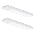 Sæt med 2 genopladelige LED-møbellys med bevægelses- og skumringssensor VIRO LED/1W/3,7V 800 mAh 3000/4000/6500K 20 cm hvid