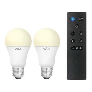 Sæt med 2 LED-dæmpbare pærer A60 E27/9W/230V 2700K Wi-Fi + fjernbetjening - WiZ