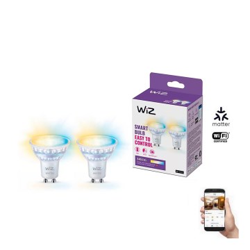 Sæt med 2 LED-dæmpbare pærer med bevægelsessensor PAR16 GU10/4,7W/230V 2700-6500K CRI 90 Wi-Fi - WiZ