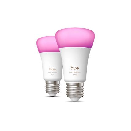 Sæt 2x dæmpbar LED-pære Philips Hue WHITE AND COLOR AMBIANCE E27/8,1W/230V 1000-20000K