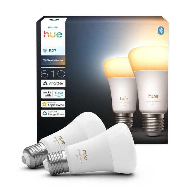 Sæt med 2 LED dæmpbare pærer Philips Hue WHITE AMBIANCE E27/6W/230V 1000-20000K