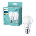 Sæt med 2 LED-pærer Philips A60 E27/4,9W/230V 2700K