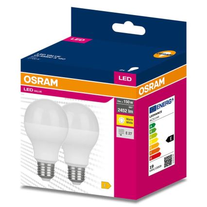 Sæt med 2 LED-pærer VALUE CLASSIC E27/19W/230V 2700K - Osram