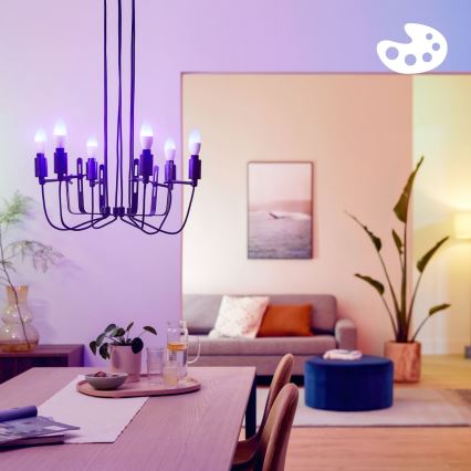 Sæt med 2 LED RGB dæmpbare pærer Philips SMART C37 E14/4,9W/230V 2200-6500K CRI 90