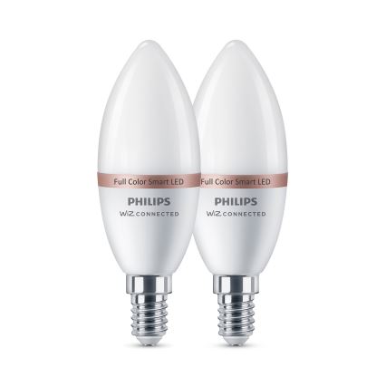 Sæt med 2 LED RGB dæmpbare pærer Philips SMART C37 E14/4,9W/230V 2200-6500K CRI 90